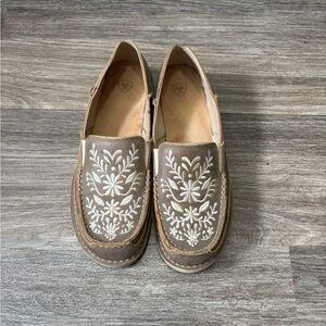 Ariat Women's Tan Embroidered Loafers